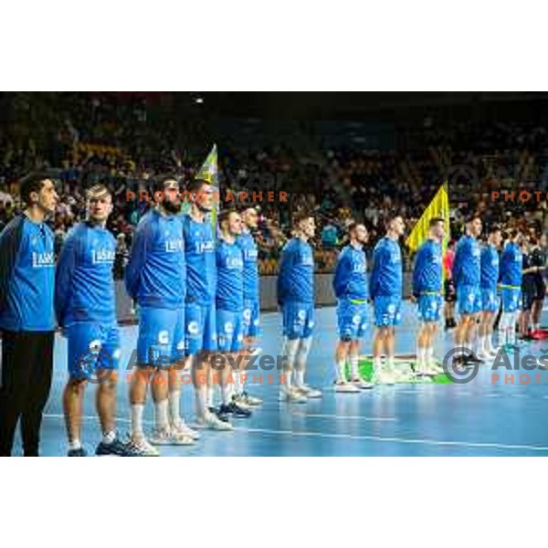 in action during EHF Champions League handball match between Celje Pivovarna Lasko and Barcelona handball in Zlatorog Arena, Celje, Slovenia on February 15, 2023