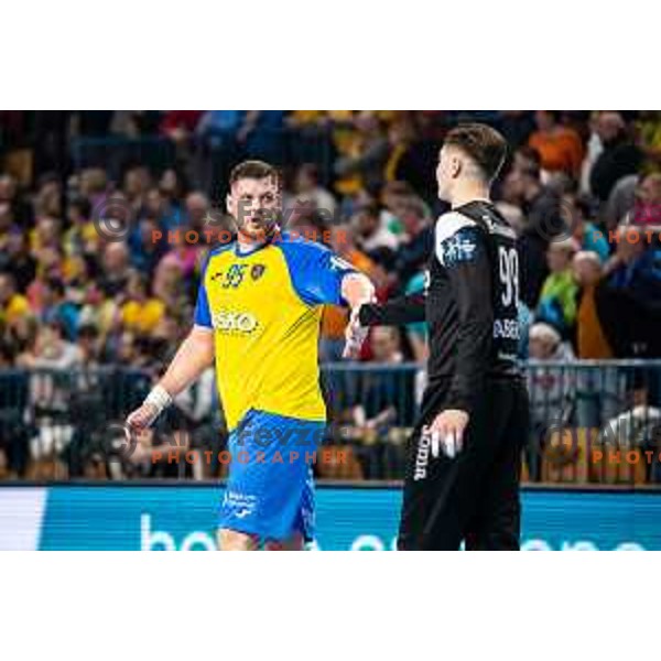 Matic Suholeznik during EHF Champions League handball match between Celje Pivovarna Lasko and Barcelona handball in Zlatorog Arena, Celje, Slovenia on February 15, 2023