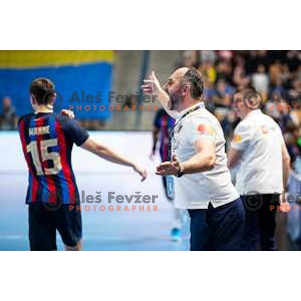 Alem Toskic in action during EHF Champions League handball match between Celje Pivovarna Lasko and Barcelona handball in Zlatorog Arena, Celje, Slovenia on February 15, 2023