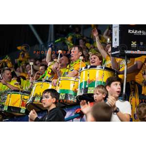 in action during EHF Champions League handball match between Celje Pivovarna Lasko and Barcelona handball in Zlatorog Arena, Celje, Slovenia on February 15, 2023