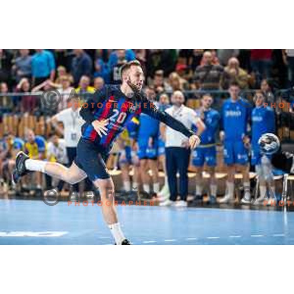 in action during EHF Champions League handball match between Celje Pivovarna Lasko and Barcelona handball in Zlatorog Arena, Celje, Slovenia on February 15, 2023