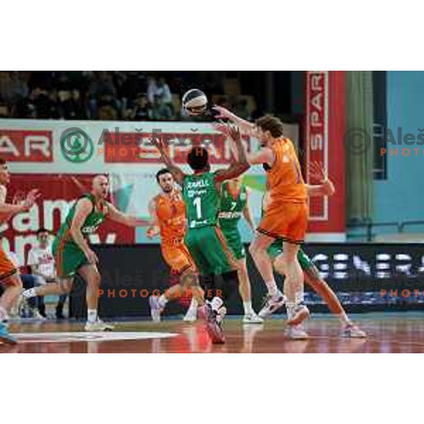 Action during the Final of Spar Cup between Helios Suns and Cedevita Olimpija in Lukna Hall, Maribor, Slovenia on February 17, 2023