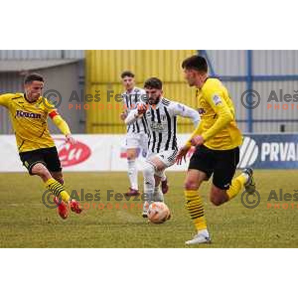 Dardan Shabanhaxhaj of Mura during Prva Liga Telemach 2022-2023 football match between Kalcer Radomlje and Mura in Sportni park Domzale, Domzale, Slovenia on February 18, 2023