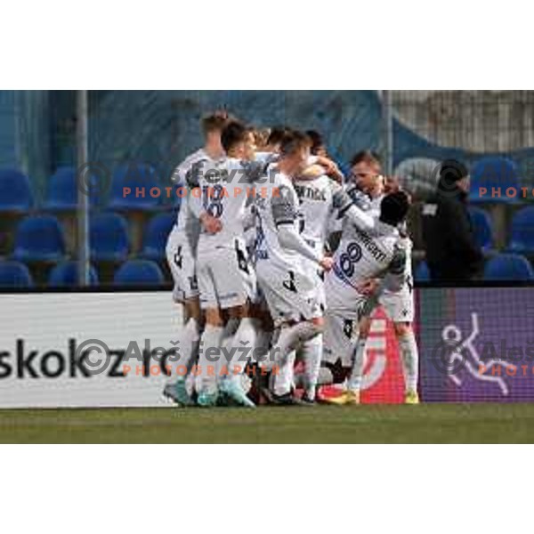 Rudi Pozeg Vancas scores goal during Prva Liga Telemach 2022-2023 football match between Gorica and Koper in Nova Gorica, Slovenia on February 18, 2023