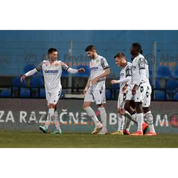 Rudi Pozeg Vancas scores goal during Prva Liga Telemach 2022-2023 football match between Gorica and Koper in Nova Gorica, Slovenia on February 18, 2023