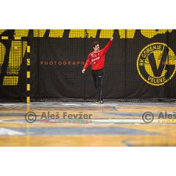 in action during EHF European Cup handball match between Gorenje Velenje and Sabbianco Anorthosis Famagusta in Red Hall, Velenje, Slovenia on February 18, 2023