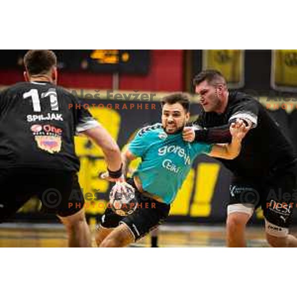 Tilen Sokolic in action during EHF European Cup handball match between Gorenje Velenje and Sabbianco Anorthosis Famagusta in Red Hall, Velenje, Slovenia on February 18, 2023