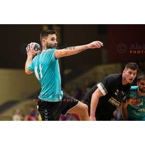 Kenan Pajt in action during EHF European Cup handball match between Gorenje Velenje and Sabbianco Anorthosis Famagusta in Red Hall, Velenje, Slovenia on February 18, 2023