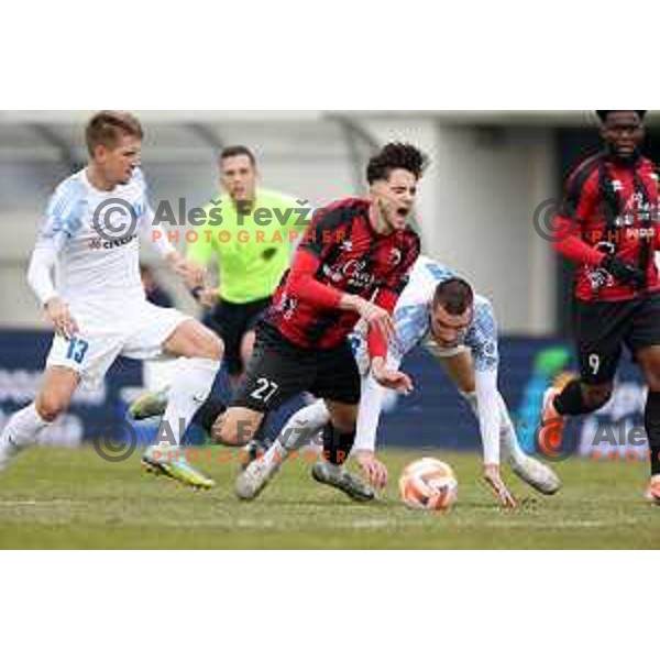 Matic Vrbanec of Celje in action during Prva Liga Telemach 2022-2023 football match between Tabor Sezana and Celje in Sezana, Slovenia on February 18, 2023 