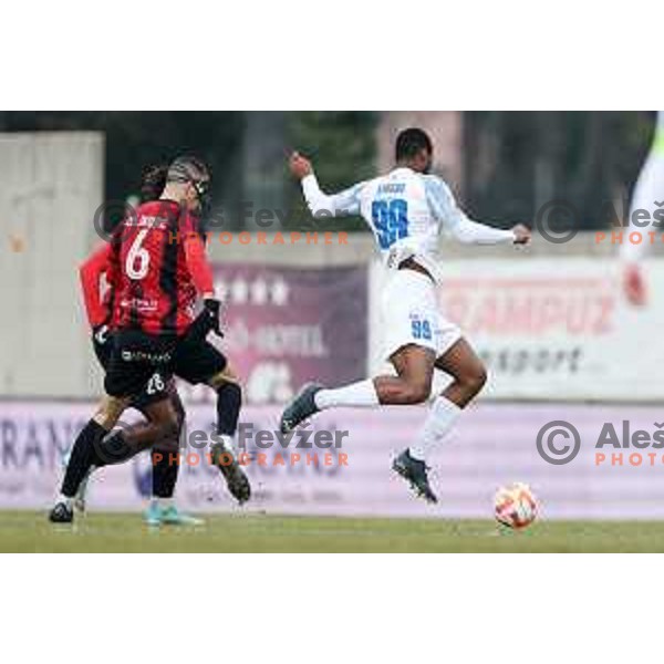 in action during Prva Liga Telemach 2022-2023 football match between Tabor Sezana and Celje in Sezana, Slovenia on February 18, 2023