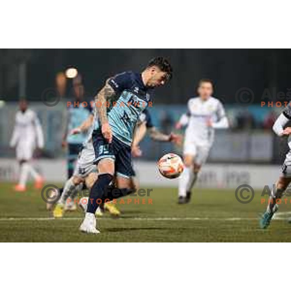 Alen Krajnc in action during Prva Liga Telemach 2022-2023 football match between Gorica and Koper in Nova Gorica, Slovenia on February 18, 2023