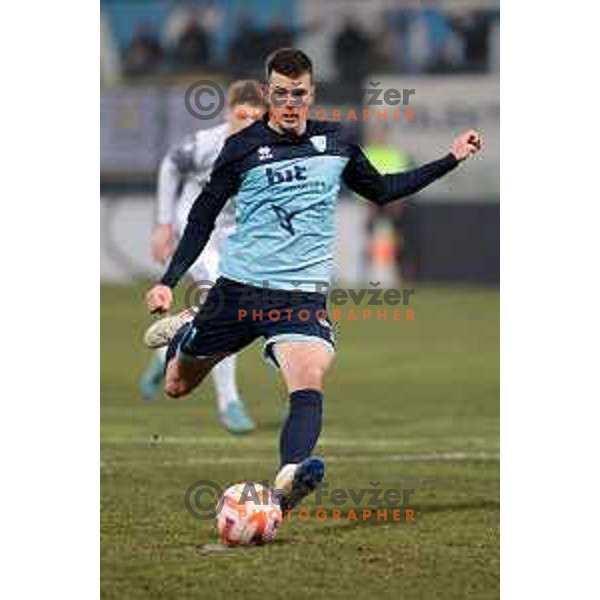 Matej Jukic scores goal from penalty during Prva Liga Telemach 2022-2023 football match between Gorica and Koper in Nova Gorica, Slovenia on February 18, 2023