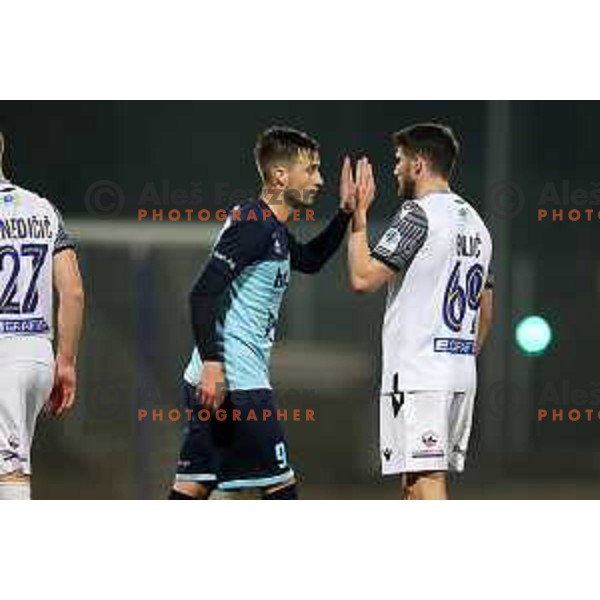 in action during Prva Liga Telemach 2022-2023 football match between Gorica and Koper in Nova Gorica, Slovenia on February 18, 2023