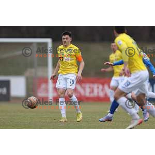 in action during Prva Liga Telemach 2022-2023 football match between Bravo and Domzale in Ljubljana, Slovenia on February 19, 2023