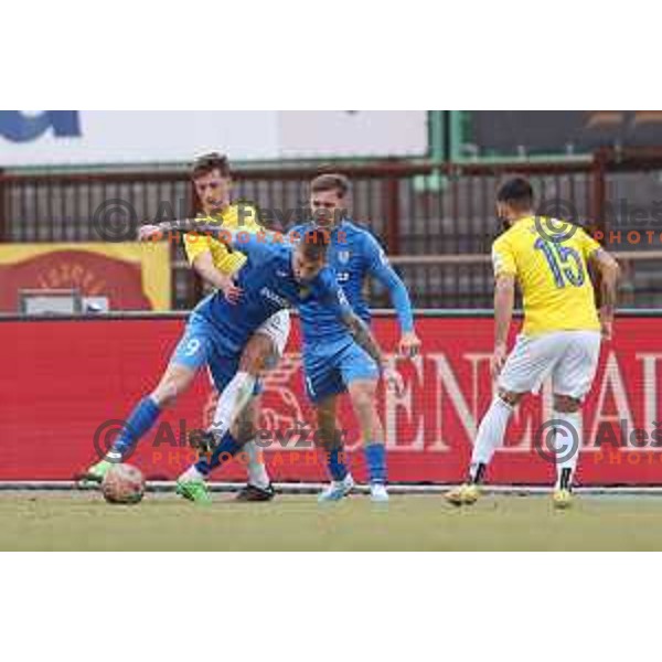 in action during Prva Liga Telemach 2022-2023 football match between Bravo and Domzale in Ljubljana, Slovenia on February 19, 2023
