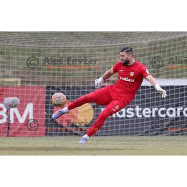in action during Prva Liga Telemach 2022-2023 football match between Bravo and Domzale in Ljubljana, Slovenia on February 19, 2023
