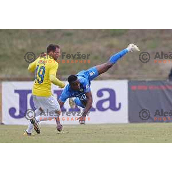 in action during Prva Liga Telemach 2022-2023 football match between Bravo and Domzale in Ljubljana, Slovenia on February 19, 2023