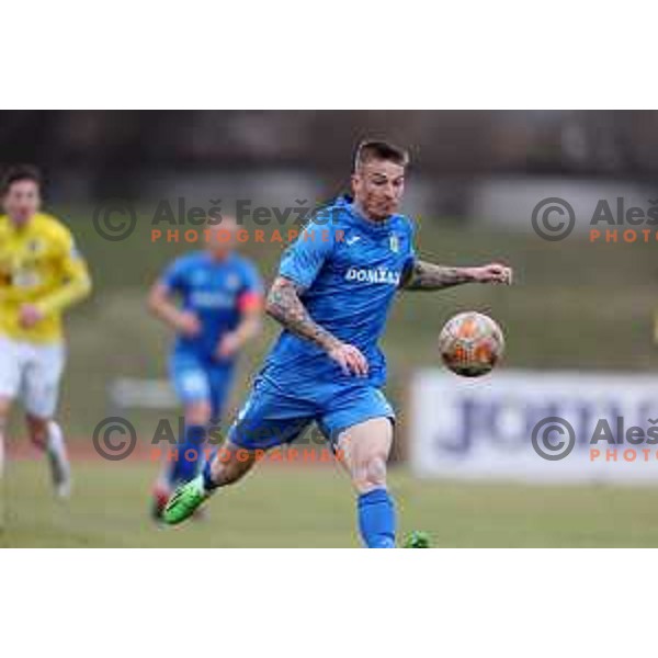 in action during Prva Liga Telemach 2022-2023 football match between Bravo and Domzale in Ljubljana, Slovenia on February 19, 2023