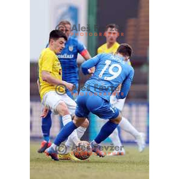 in action during Prva Liga Telemach 2022-2023 football match between Bravo and Domzale in Ljubljana, Slovenia on February 19, 2023