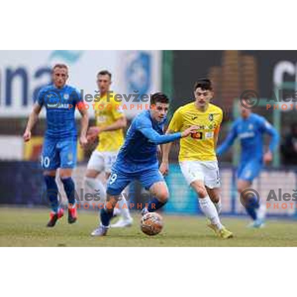 in action during Prva Liga Telemach 2022-2023 football match between Bravo and Domzale in Ljubljana, Slovenia on February 19, 2023