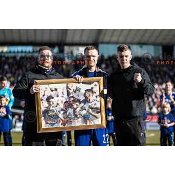 Martin Milec with Vijol\'cni bojevnik prize during Prva liga Telemach football match between Maribor and Olimpija in Ljudski vrt, Maribor, Slovenia on February 19, 2023. Photo: Jure Banfi