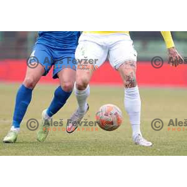 in action during Prva Liga Telemach 2022-2023 football match between Bravo and Domzale in Ljubljana, Slovenia on February 19, 2023