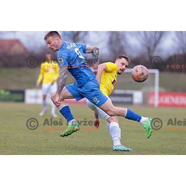 in action during Prva Liga Telemach 2022-2023 football match between Bravo and Domzale in Ljubljana, Slovenia on February 19, 2023