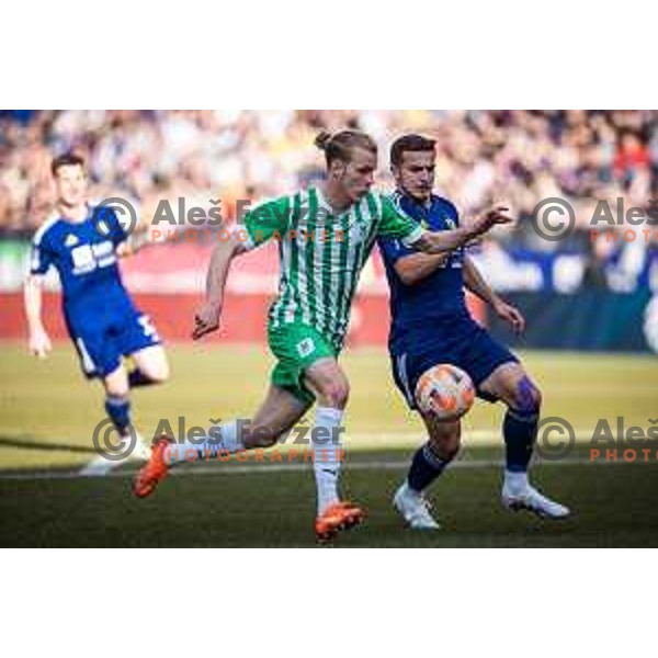 Justas Lasickas in action during Prva liga Telemach football match between Maribor and Olimpija in Ljudski vrt, Maribor, Slovenia on February 19, 2023. Photo: Jure Banfi