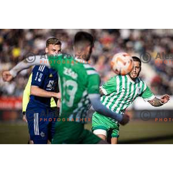 in action during Prva liga Telemach football match between Maribor and Olimpija in Ljudski vrt, Maribor, Slovenia on February 19, 2023. Photo: Jure Banfi