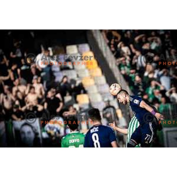 Zan Vipotnik in action during Prva liga Telemach football match between Maribor and Olimpija in Ljudski vrt, Maribor, Slovenia on February 19, 2023. Photo: Jure Banfi
