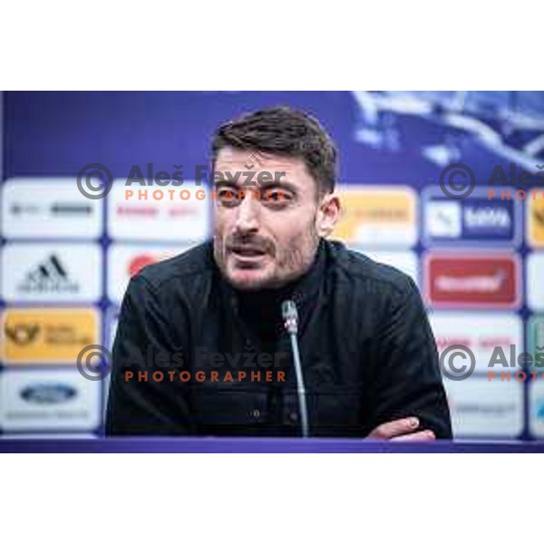 Albert Riera, head coach of Olimpija at the press conference after Prva liga Telemach football match between Maribor and Olimpija in Ljudski vrt, Maribor, Slovenia on February 19, 2023. Photo: Jure Banfi