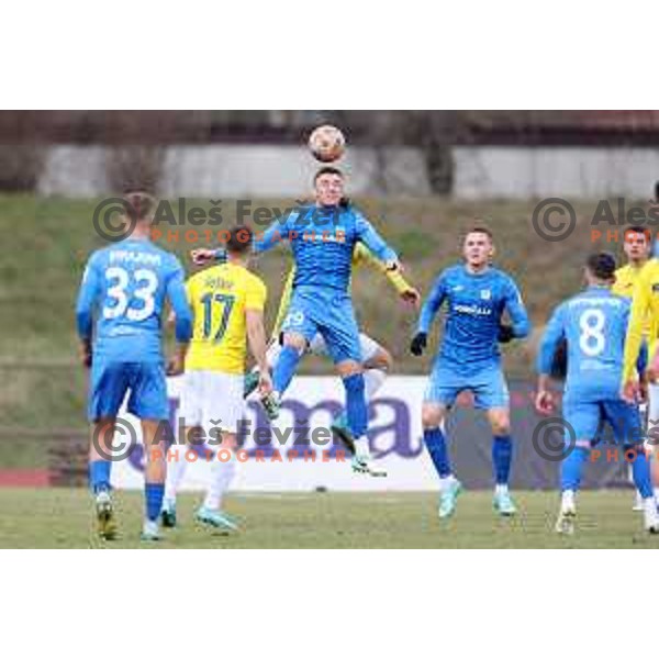 in action during Prva Liga Telemach 2022-2023 football match between Bravo and Domzale in Ljubljana, Slovenia on February 19, 2023