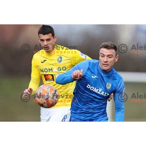 in action during Prva Liga Telemach 2022-2023 football match between Bravo and Domzale in Ljubljana, Slovenia on February 19, 2023