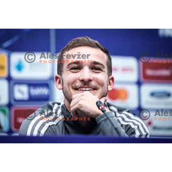 Ivan Brnic at the press conference after Prva liga Telemach football match between Maribor and Olimpija in Ljudski vrt, Maribor, Slovenia on February 19, 2023. Photo: Jure Banfi