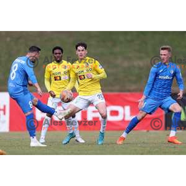 in action during Prva Liga Telemach 2022-2023 football match between Bravo and Domzale in Ljubljana, Slovenia on February 19, 2023