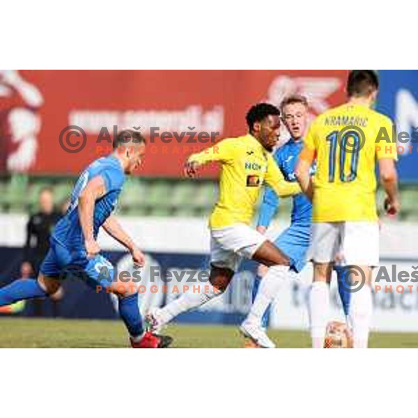 in action during Prva Liga Telemach 2022-2023 football match between Bravo and Domzale in Ljubljana, Slovenia on February 19, 2023