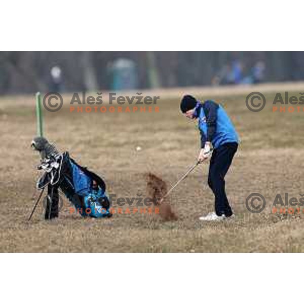 Timon Svetek Zgonec during winter practice of Slovenia golf team at Lipica golf course, Sezana on February 17, 2023