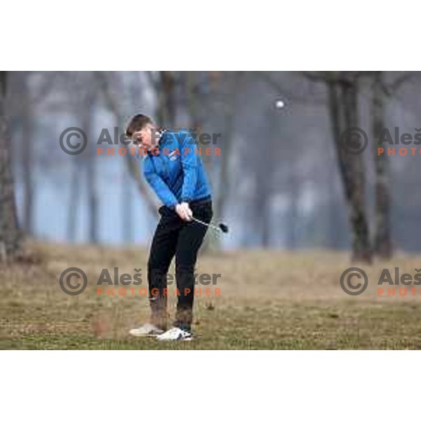 Tim Bohinc during winter practice of Slovenia golf team at Lipica golf course, Sezana on February 17, 2023