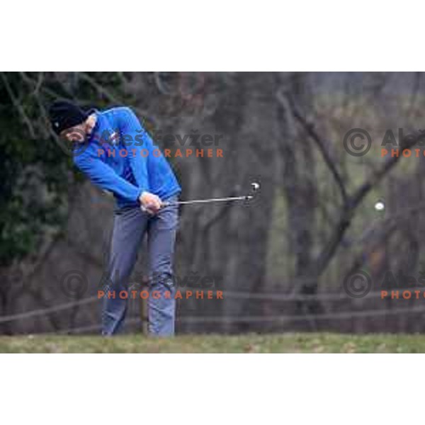 Tomi Bezensek during winter practice of Slovenia golf team at Lipica golf course, Sezana on February 17, 2023