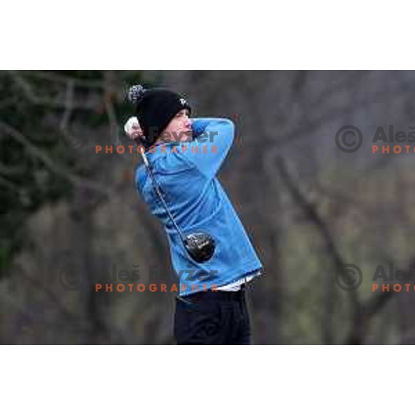 Leon Car during winter practice of Slovenia golf team at Lipica golf course, Sezana on February 17, 2023