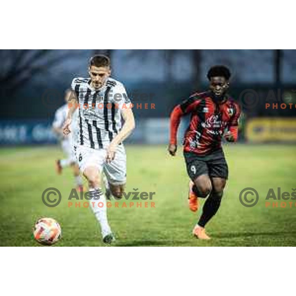Amar Beganovic in action during Prva liga Telemach football match between Mura and Tabor Sezana in Fazanerija, Murska Sobota, Slovenia on February 21, 2023. Photo: Jure Banfi