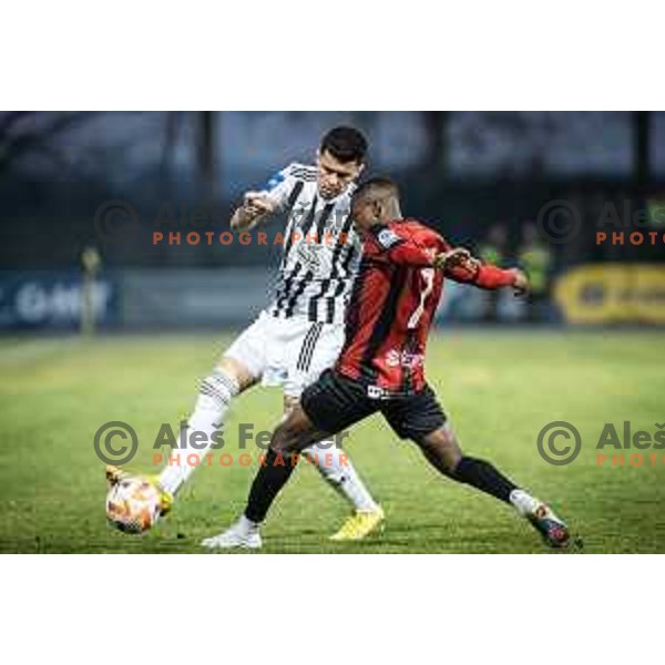 Mirlind Daku in action during Prva liga Telemach football match between Mura and Tabor Sezana in Fazanerija, Murska Sobota, Slovenia on February 21, 2023. Photo: Jure Banfi