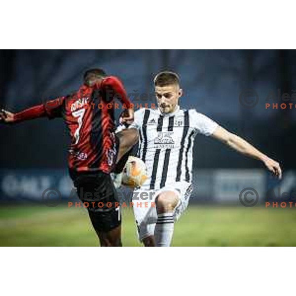 Amar Beganovic in action during Prva liga Telemach football match between Mura and Tabor Sezana in Fazanerija, Murska Sobota, Slovenia on February 21, 2023. Photo: Jure Banfi