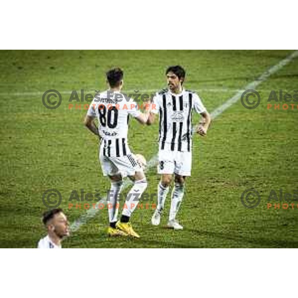 Lazar Zlicic celebrating during Prva liga Telemach football match between Mura and Tabor Sezana in Fazanerija, Murska Sobota, Slovenia on February 21, 2023. Photo: Jure Banfi