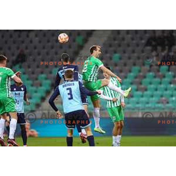 Vahid Selimovic of Gorica and Mustafa Nukic of Olimpija during Prva Liga Telemach 2022-2023 football match between Olimpija and Gorica in SRC Stozice, Ljubljana, Slovenia on February 22, 2023