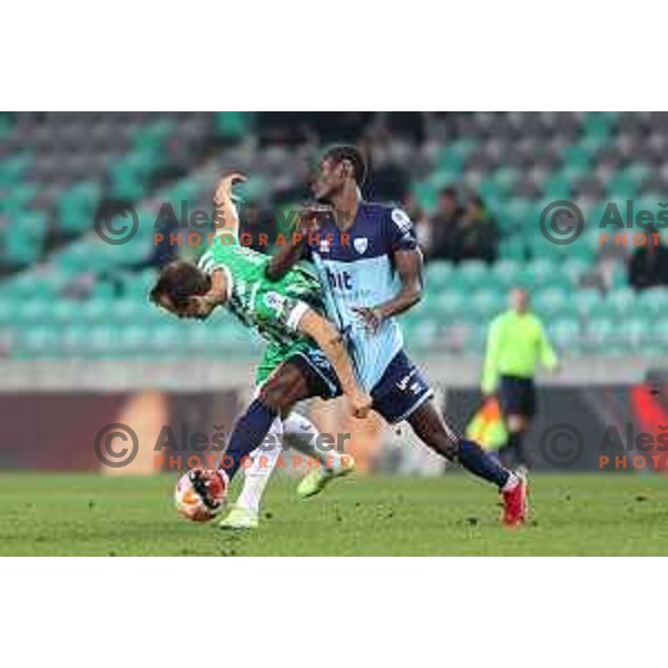 Mustafa Nukic of Olimpija and Ahmed Awua Ankrah of Gorica during Prva Liga Telemach 2022-2023 football match between Olimpija and Gorica in SRC Stozice, Ljubljana, Slovenia on February 22, 2023