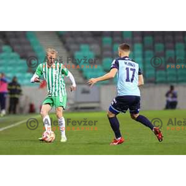 Justas Lasickas of Olimpija during Prva Liga Telemach 2022-2023 football match between Olimpija and Gorica in SRC Stozice, Ljubljana, Slovenia on February 22, 2023