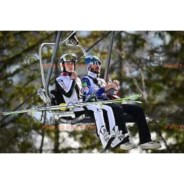 Ema Klinec (SLO) competes at Ski jumping Women team competition at Normal Hill during Planica 2023 World Nordic Championships, Slovenia on February 24, 2023