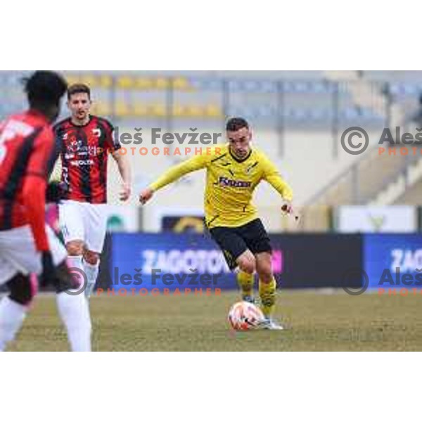 Vicko Sevelj of Kalcer Radomlje during Prva Liga Telemach 2022-2023 football match between Kalcer Radomlje and Tabor Sezana in Sportni park Domzale, Domzale, Slovenia on February 25, 2023