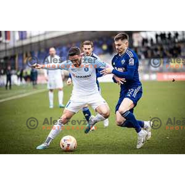 Aljosa Matko vs Gregor Sikosek in action during Prva liga Telemach football match between Maribor and Celje in Ljudski vrt, Maribor, Slovenia on February 26, 2023. Photo: Jure Banfi